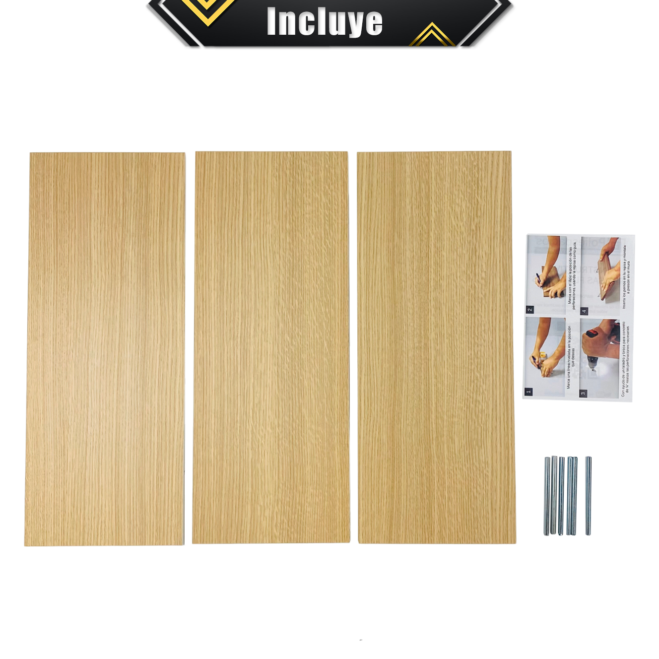 Foto 9 pulgar | 3 Repisas Poliespacios R52s3-21 Roble Americano Flotantes Madera Melamina 50x20cm