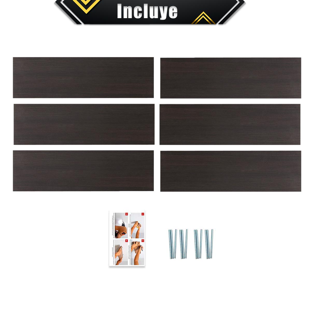 Foto 6 | 6 Repisas Estantería Flotante Libros Madera Melamina Poliespacios R50s6-24 Chocolate 50x15cm