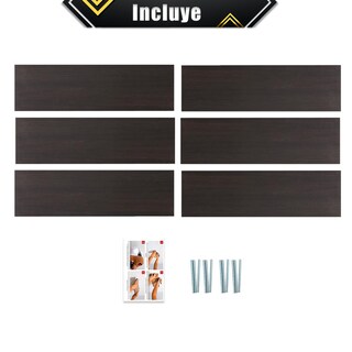 Foto 6 | 6 Repisas Estantería Flotante Libros Madera Melamina Poliespacios R50s6-24 Chocolate 50x15cm