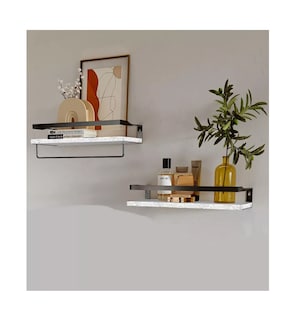 Foto 3 | 2 Repisas Flotante Madera Minimalista Muebles Hogar Decorar Blanco