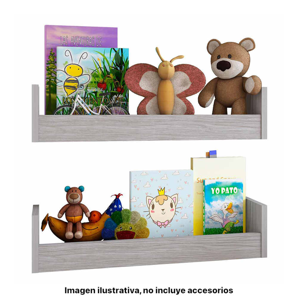 Foto 2 | Juego 2 Repisas Opciones Playcon 63 X 14 Cm Tablero Texturizado Gris Touch