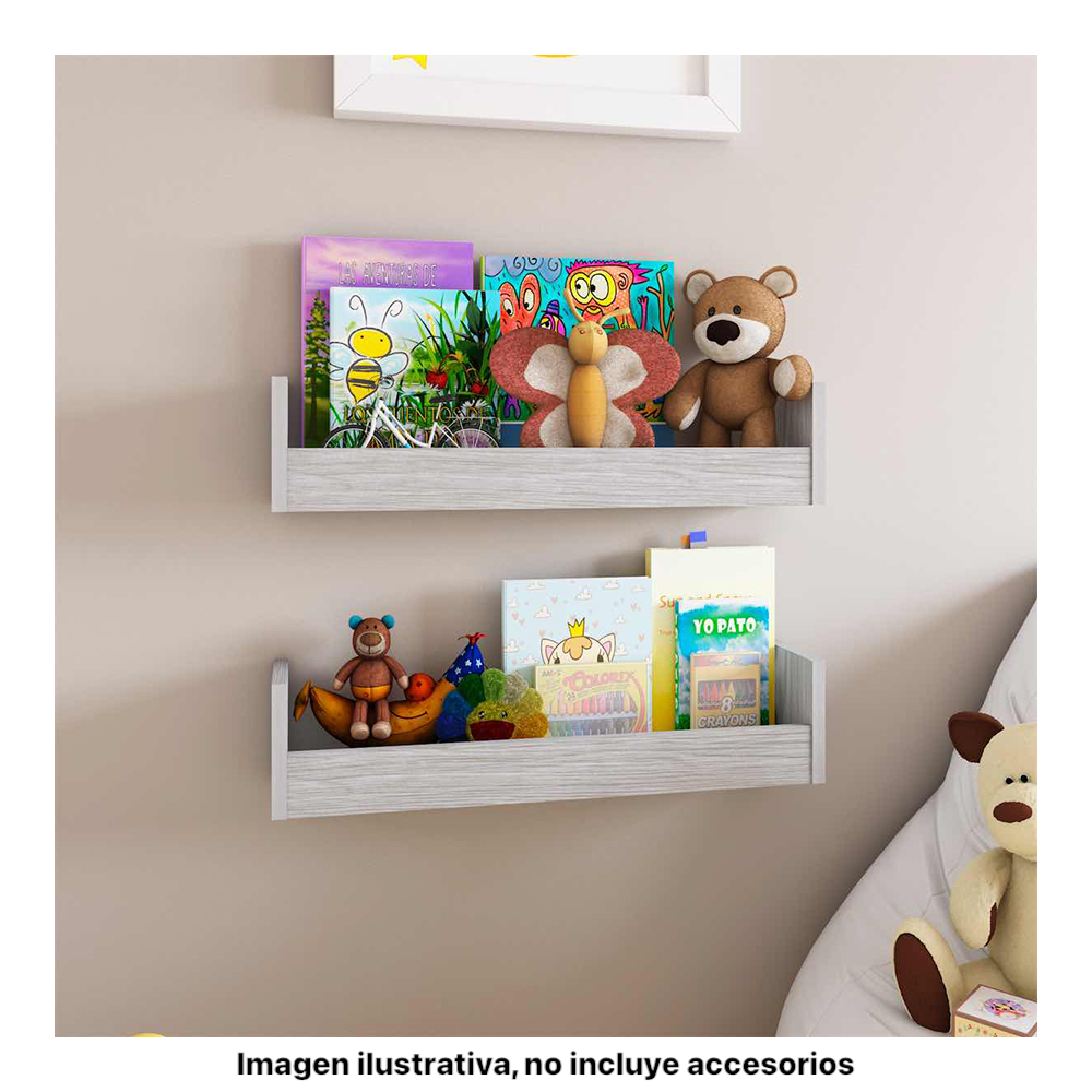 Foto 5 | Juego 2 Repisas Opciones Playcon 63 X 14 Cm Tablero Texturizado Gris Touch