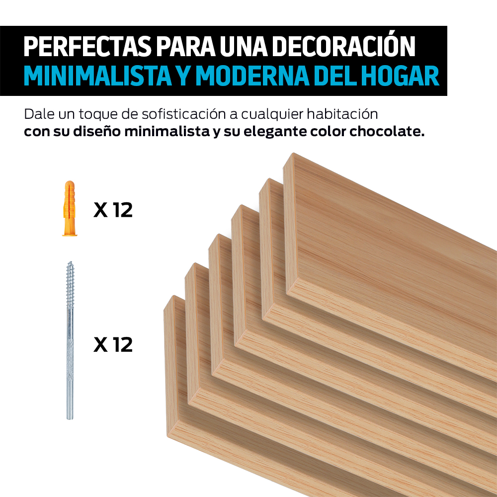 Foto 7 pulgar | Set de Repisas Flotantes Redlemon Beige de Madera 6 Piezas 30x15 cm