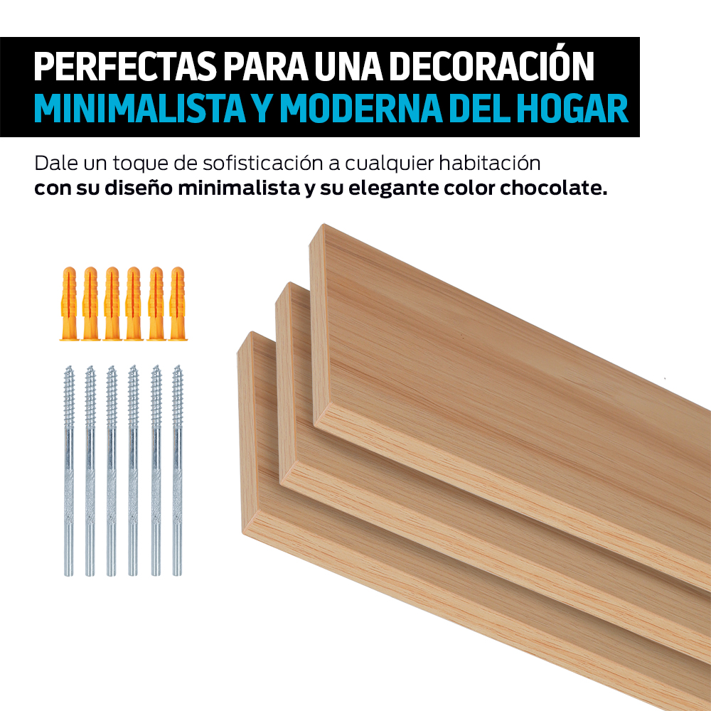 Foto 7 pulgar | Repisas Flotantes de Madera Redlemon Beige 30x15 cm 3 Piezas