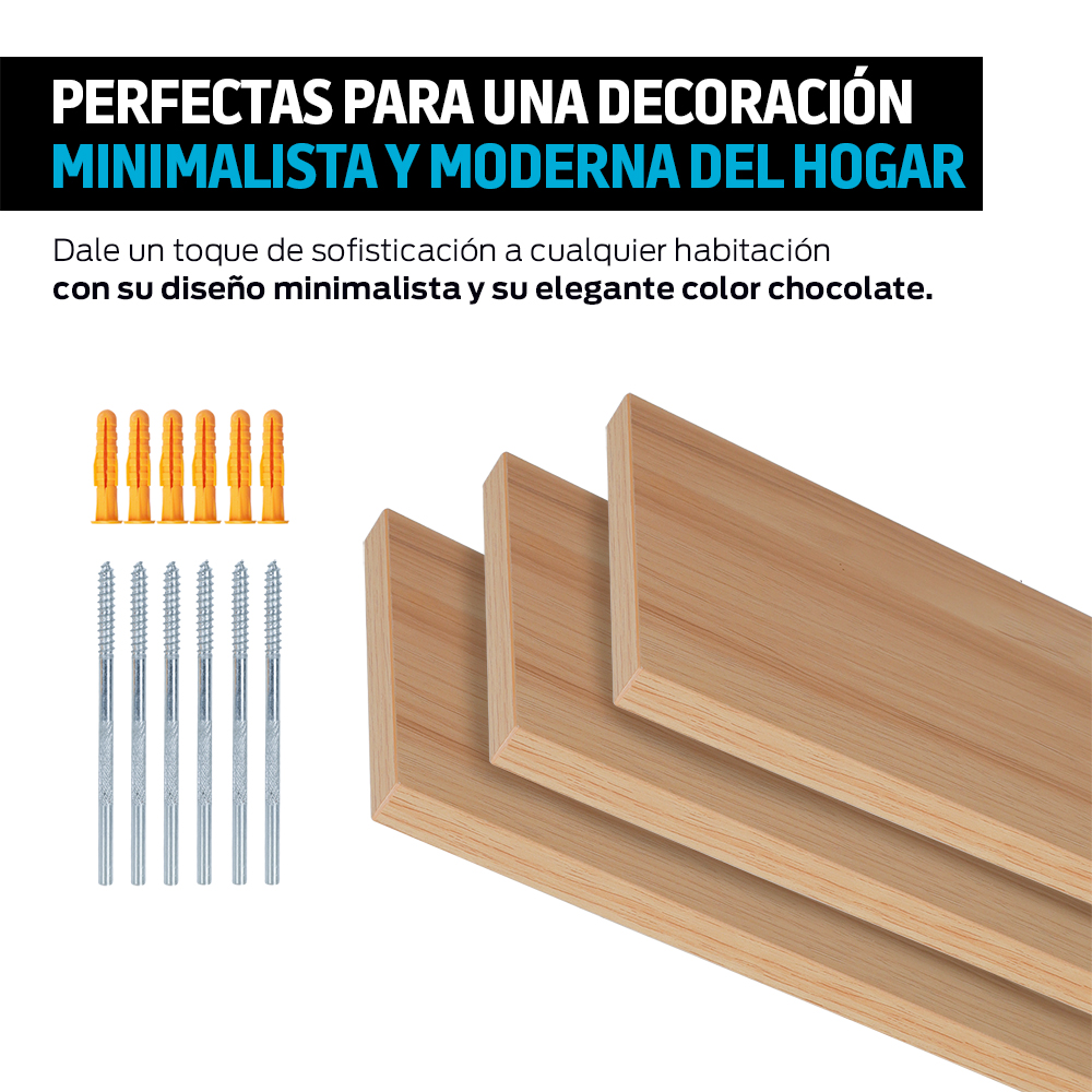 Foto 7 pulgar | Repisas Flotantes de Madera Redlemon Beige 3 Piezas 30x15 - 40x15 - 50x15 cm