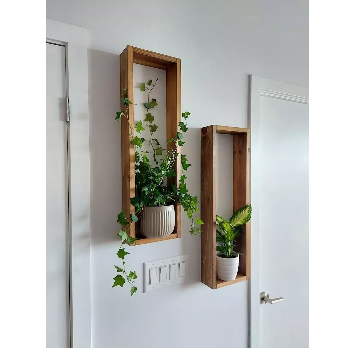 Foto 3 | Pack 2 Repisas Mdf Rectangulares Plantas Decoración Pared Café