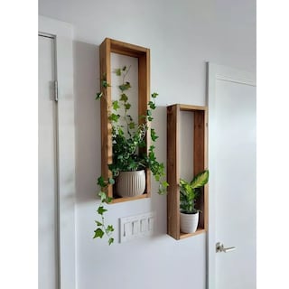 Foto 3 | Pack 2 Repisas Mdf Rectangulares Plantas Decoración Pared Café