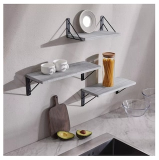 Foto 2 | 3 Repisas Flotantes Madera Minimalista Muebles Hogar Decorar Gris Claro