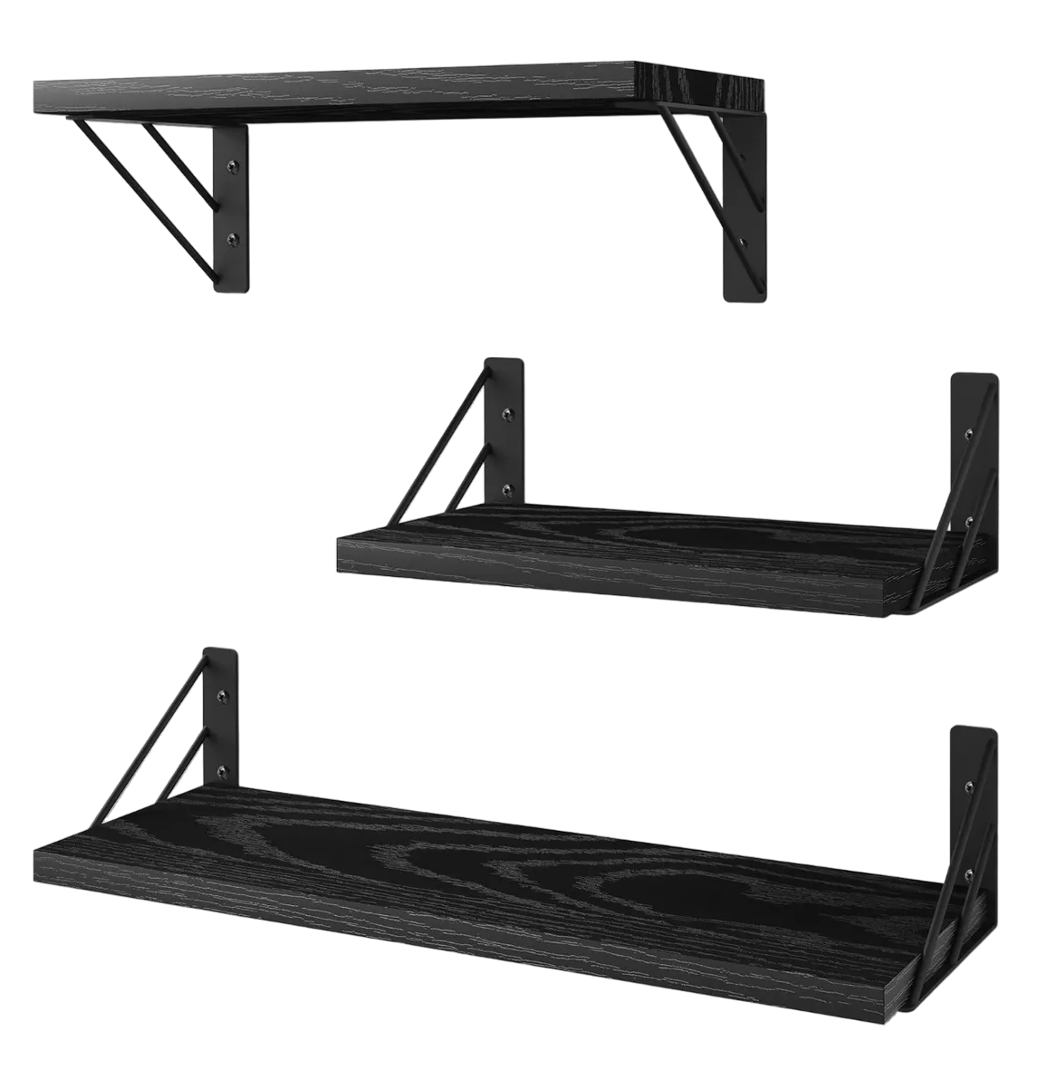 3 Repisas Flotantes Madera Minimalista Muebles Hogar Decorar Negro