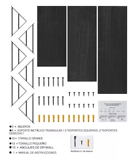 Foto 5 | 3 Repisas Flotantes Madera Minimalista Muebles Hogar Decorar Negro