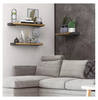 Foto 3 | 3 Repisas Flotantes Madera Minimalista Muebles Hogar Decorar Marrón Claro
