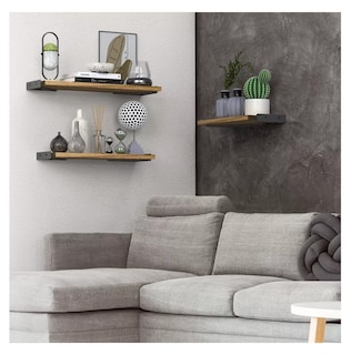 Foto 3 | 3 Repisas Flotantes Madera Minimalista Muebles Hogar Decorar Marrón Claro