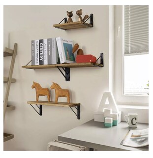 Foto 5 | 3 Repisas Flotantes Madera Minimalista Muebles Hogar Decorar Marrón Claro