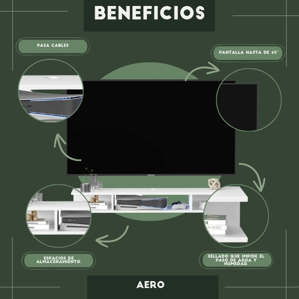 Foto 5 | Repisa Flotante para Tv Aero, Moru, Blanco