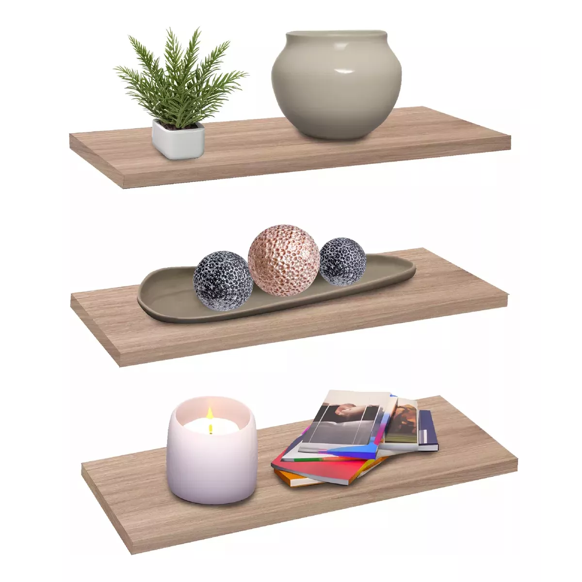 Foto 5 pulgar | Repisas Minimalistas Eo Safe Imports Esi-18499 Beige 3 Piezas