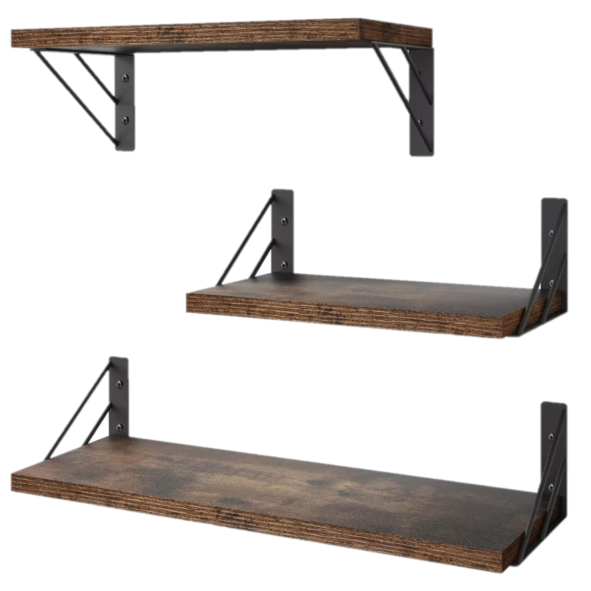 Foto 2 pulgar | 3 Repisas Flotantes Madera Minimalista Eo Safe Imports Marron
