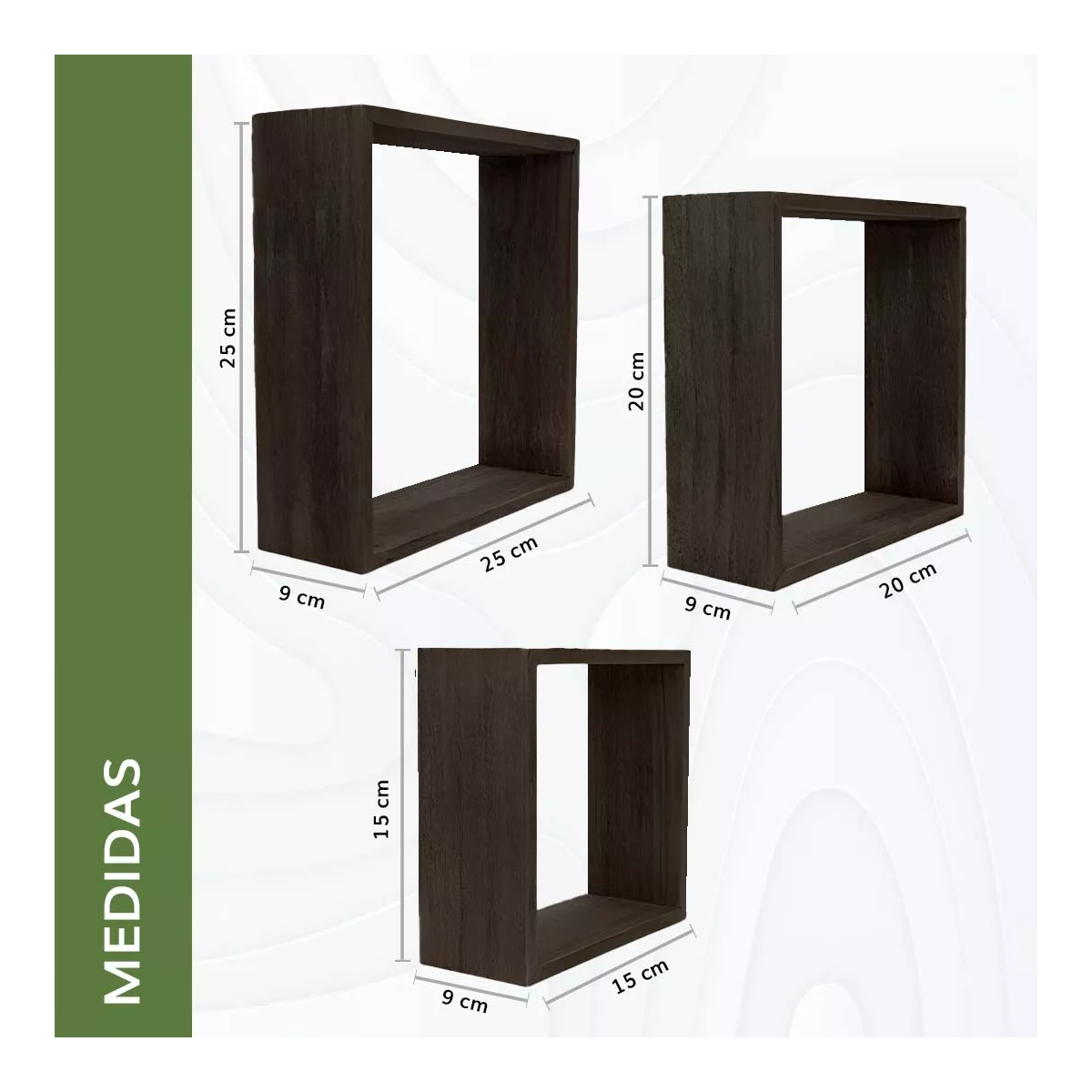 Foto 4 pulgar | Set 3 Piezas Repisas Flotantes Cuadrados Minimalistas Eo Safe Imports Negro