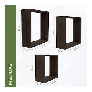 Foto 3 | Set 3 Piezas Repisas Flotantes Cuadrados Minimalistas Eo Safe Imports Negro