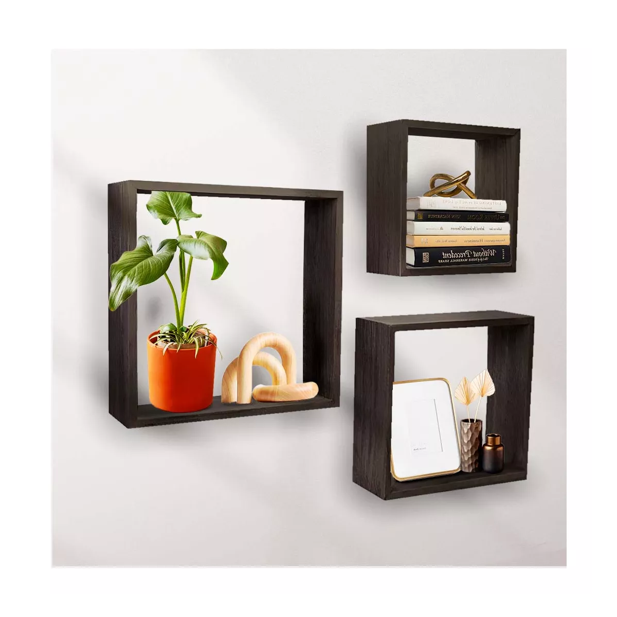 Foto 5 pulgar | Set 3 Piezas Repisas Flotantes Cuadrados Minimalistas Eo Safe Imports Negro