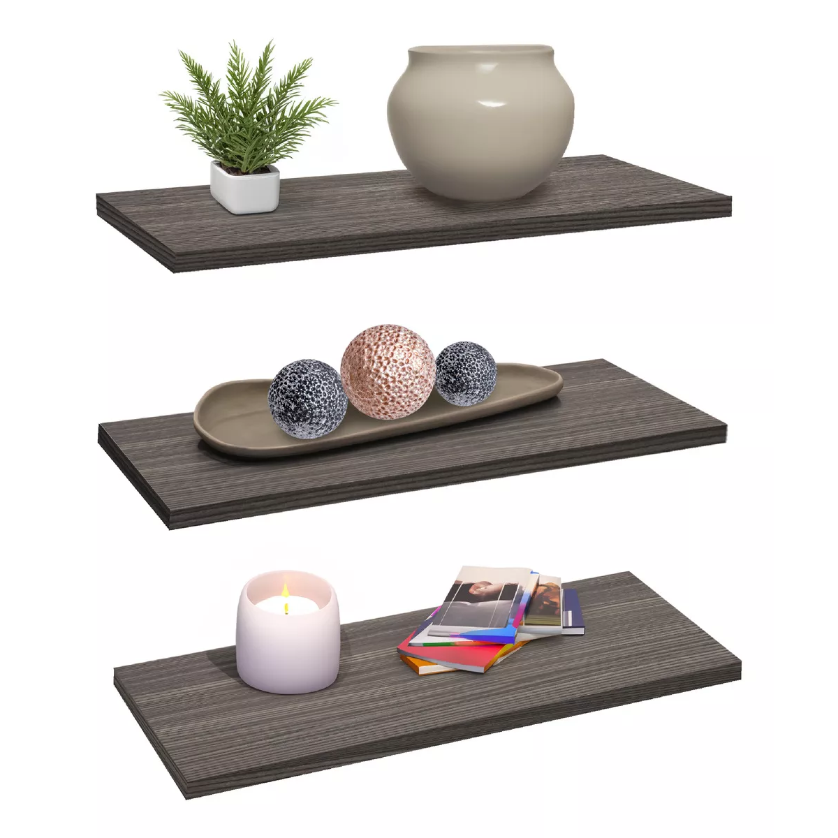 Foto 5 pulgar | Repisas Minimalistas Eo Safe Imports Esi-18497 Gris 3 Piezas
