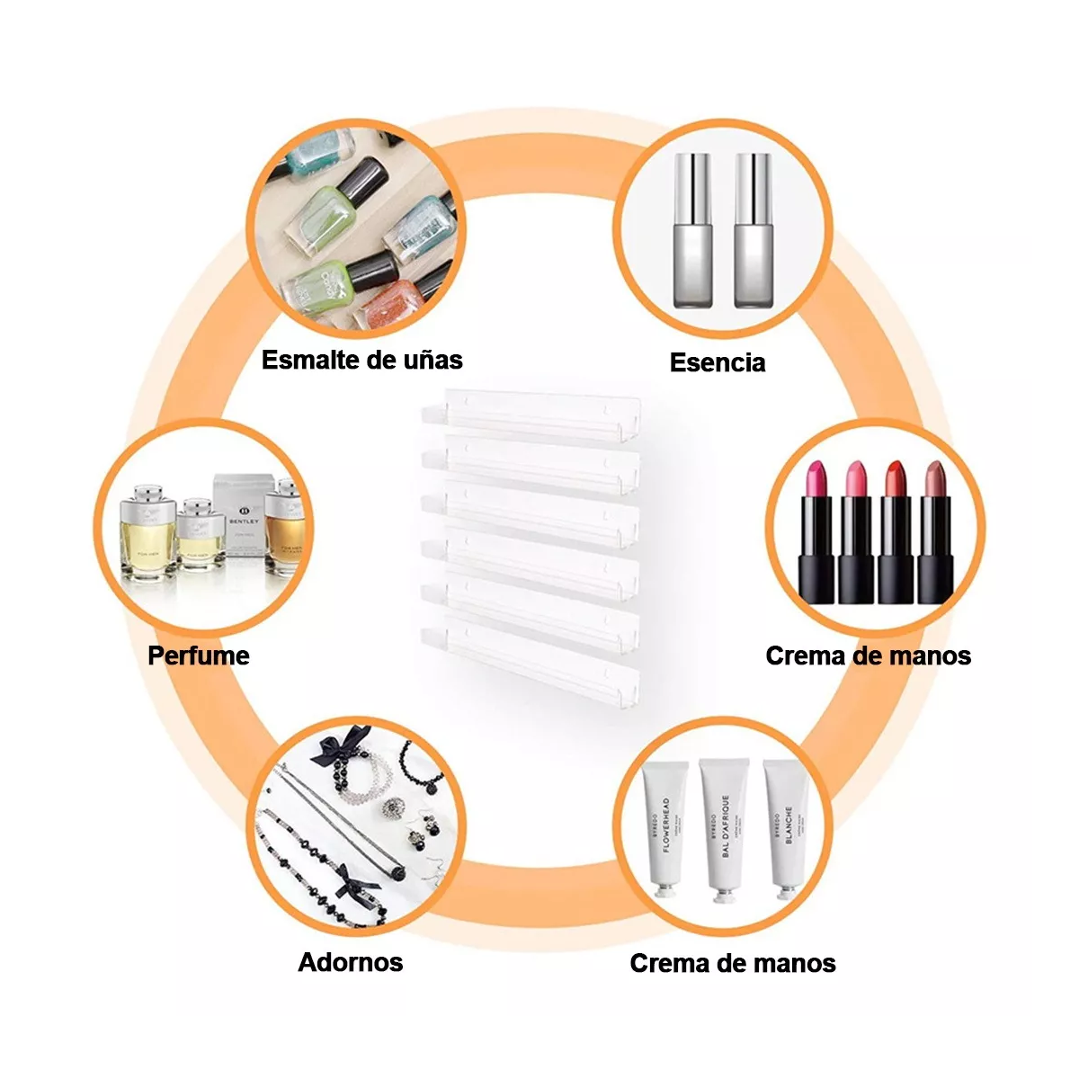Foto 4 pulgar | Estantes Flotantes De Acrílico Para Esmaltes De Uñas 8pcs Eo Safe Imports Esi-18504 Transparente