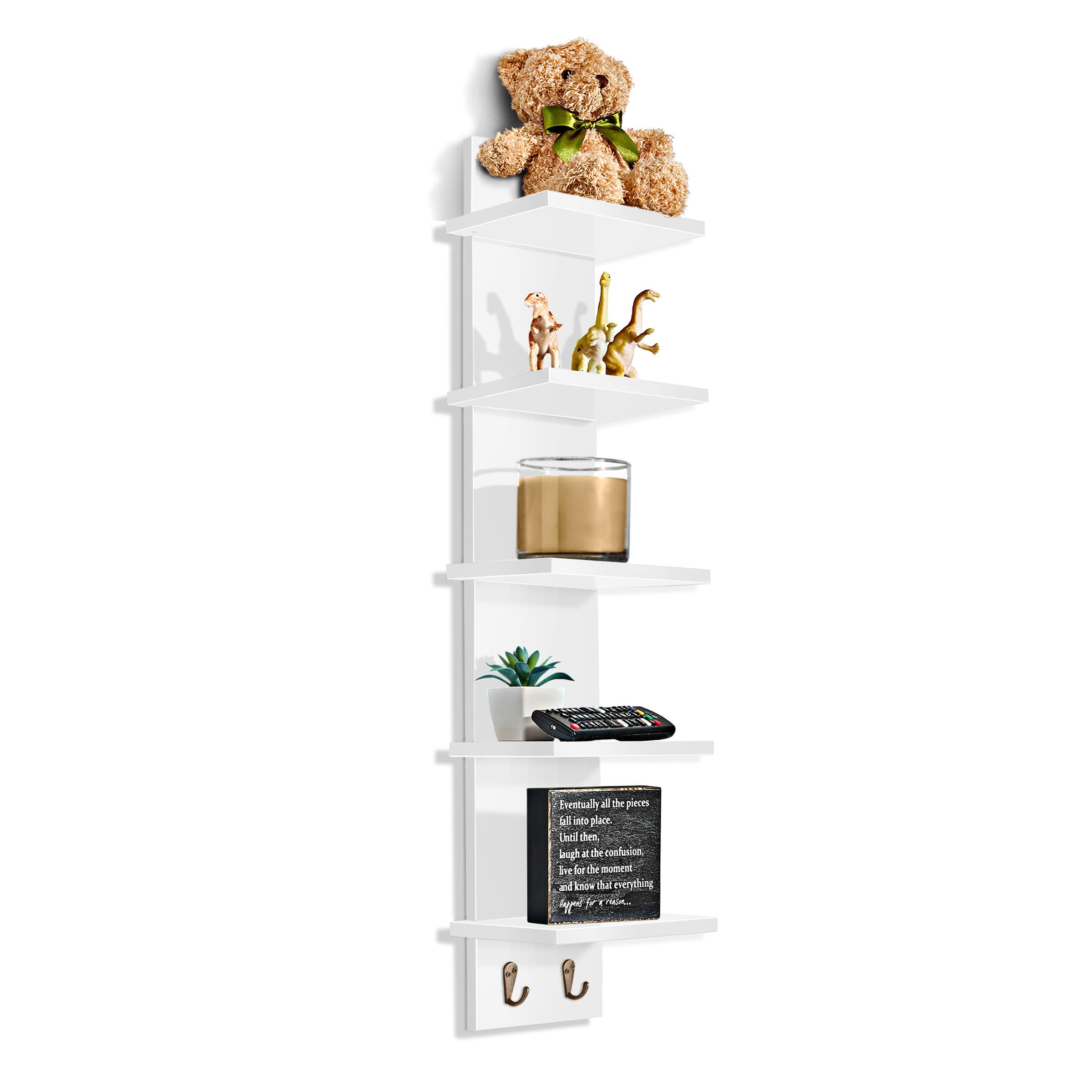 Foto 5 pulgar | Estantería De Pared Sorbus De 5 Niveles Con Ganchos, 30 X 15 X 13 Cm, Color Blanco - Venta Internacional.