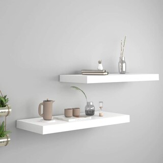 Foto 2 | Estantería Flotante Vidaxl, Montada En La Pared, Color Blanco, 60 X 23,5 X 3,8 Cm, 2 Unidades - Venta Internacional.