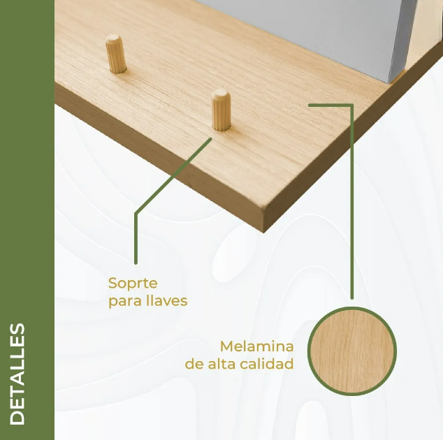 Foto 5 pulgar | Repisa Xtellar De Pared Perchero Organizador Moderno Decoración Color Roble Merida
