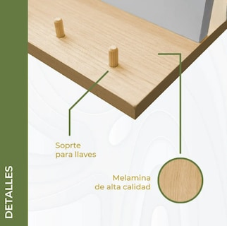 Foto 4 | Repisa Xtellar De Pared Perchero Organizador Moderno Decoración Color Roble Merida