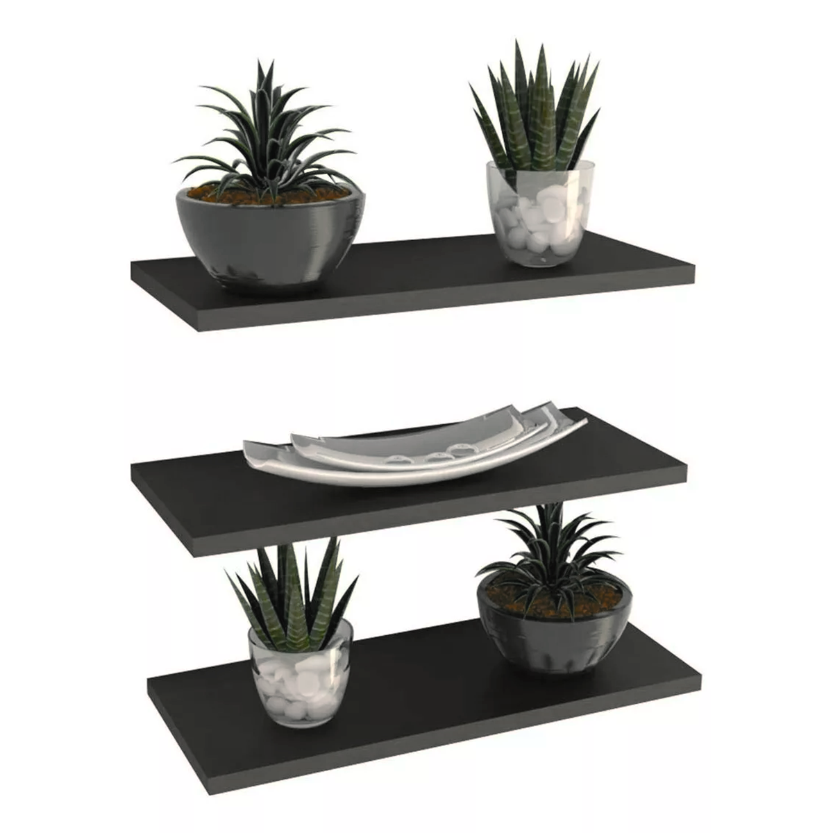 3 Repisas Flotantes 30x15cm Color Gris Lava