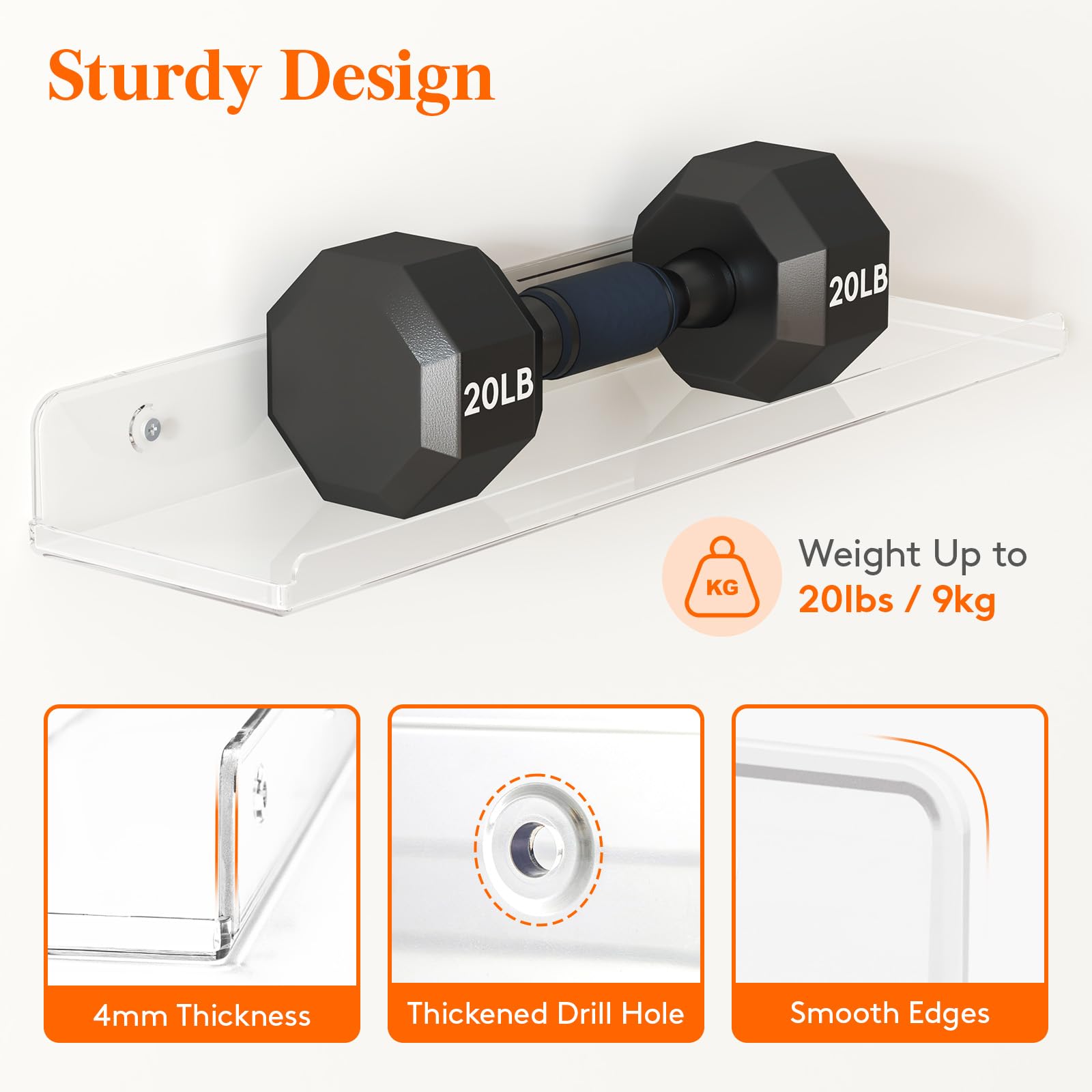 Foto 2 | Floating Shelves Lifewit - Soporte De Pared (acrílico Transparente, 15 Cm, 6 Unidades) - Venta Internacional.
