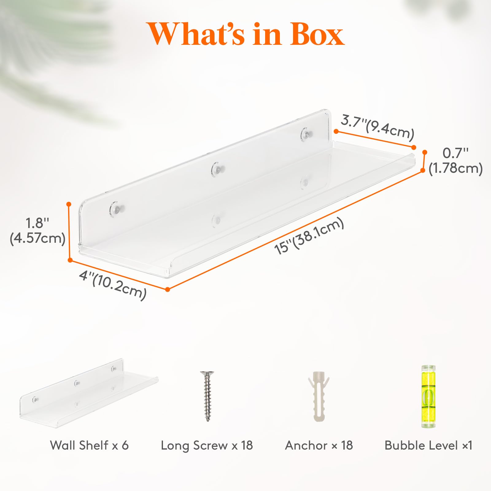 Foto 4 pulgar | Floating Shelves Lifewit - Soporte De Pared (acrílico Transparente, 15 Cm, 6 Unidades) - Venta Internacional.