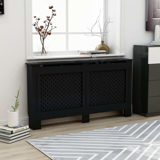 Foto 2 | Cubierta De Radiador Vidaxl Negra Con Moderno Diseño De Listones (mdf) - Venta Internacional.