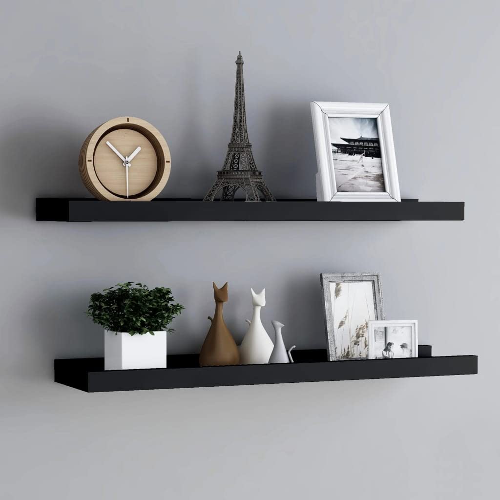 Foto 3 pulgar | Estantería De Pared Vidaxl, Mdf Lacada En Negro, 80 Cm - Venta Internacional.