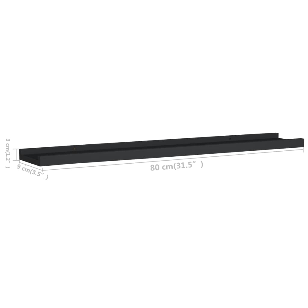 Foto 4 | Estantería De Pared Vidaxl, Mdf Lacada En Negro, 80 Cm - Venta Internacional.