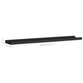 Foto 4 | Estantería De Pared Vidaxl, Mdf Lacada En Negro, 80 Cm - Venta Internacional.