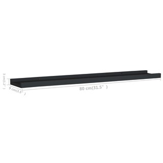 Foto 7 | Estantería De Pared Vidaxl, Mdf Lacada En Negro, 80 Cm - Venta Internacional.