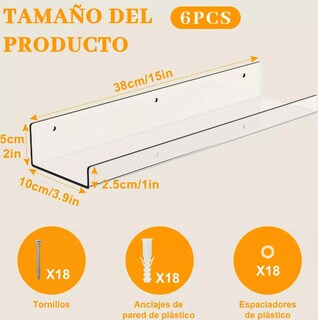 Foto 4 | Xtellar Repisas Flotantes Acrílicas, Juego De 6, Auténtico Espacio Funcional