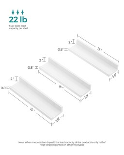 Foto 5 | Juego De 3 Estantes Flotantes Songmics Ulws38wt, 38 Cm De Ancho, Blancos - Venta Internacional.