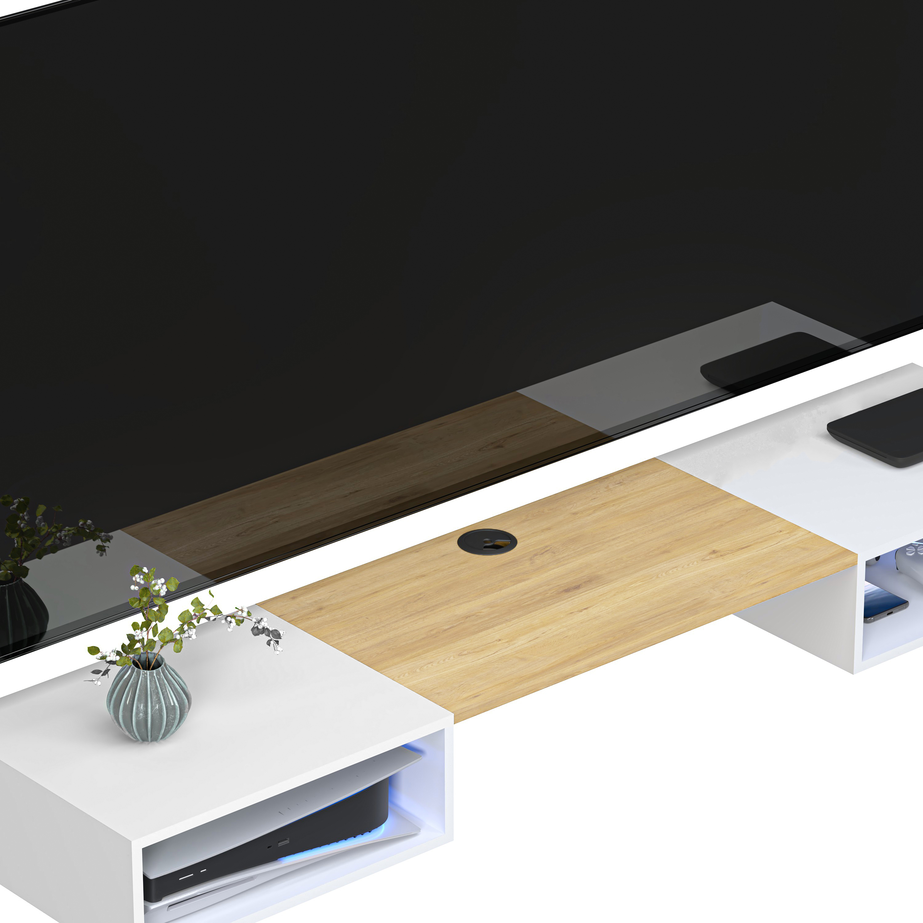 Foto 4 pulgar | Repisa Flotante Para Tv Belto Moru color Blanco