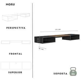 Foto 6 | Repisa Flotante Para Tv Belto, Moru, Negro