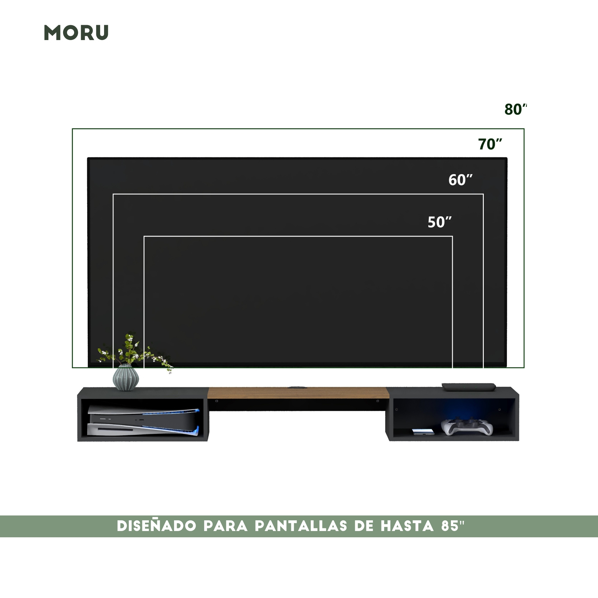 Foto 8 pulgar | Repisa Flotante Para Tv Belto, Moru, Negro