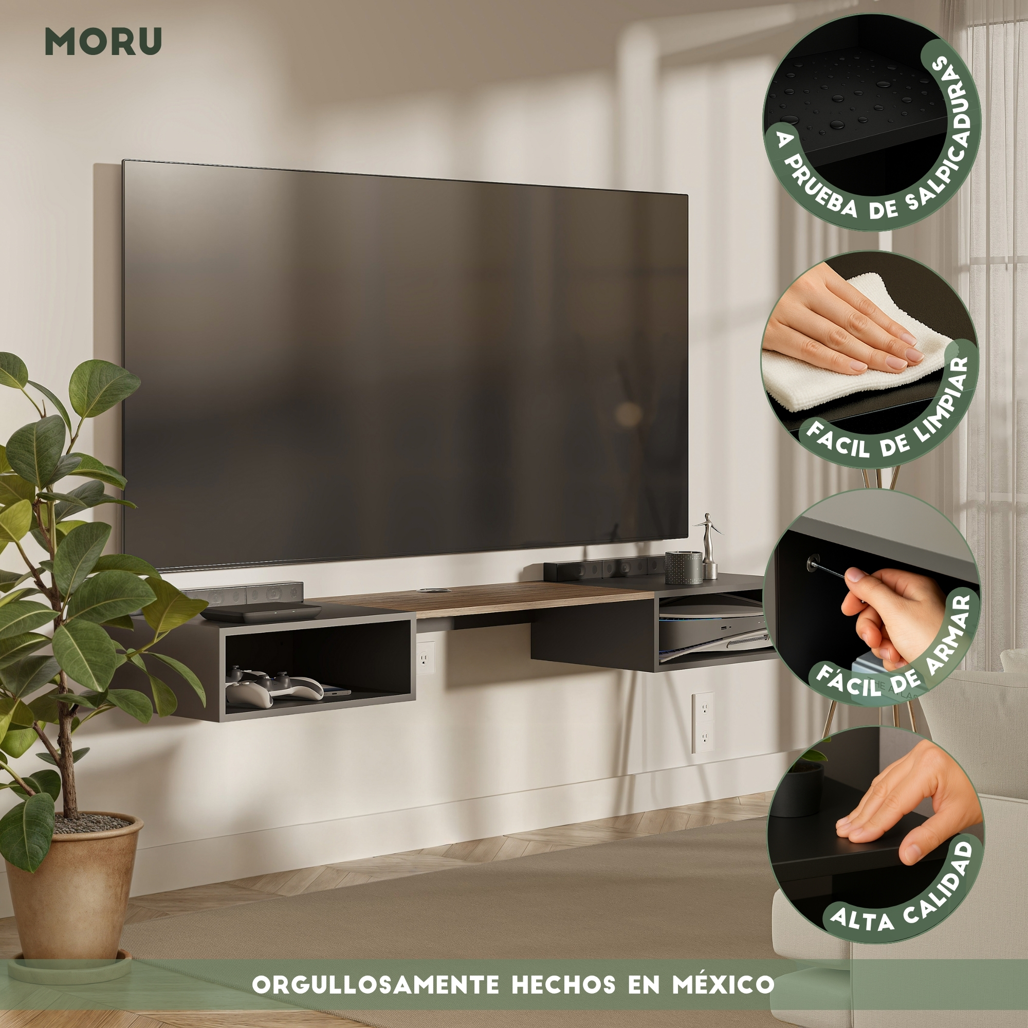Foto 9 pulgar | Repisa Flotante Para Tv Belto, Moru, Negro