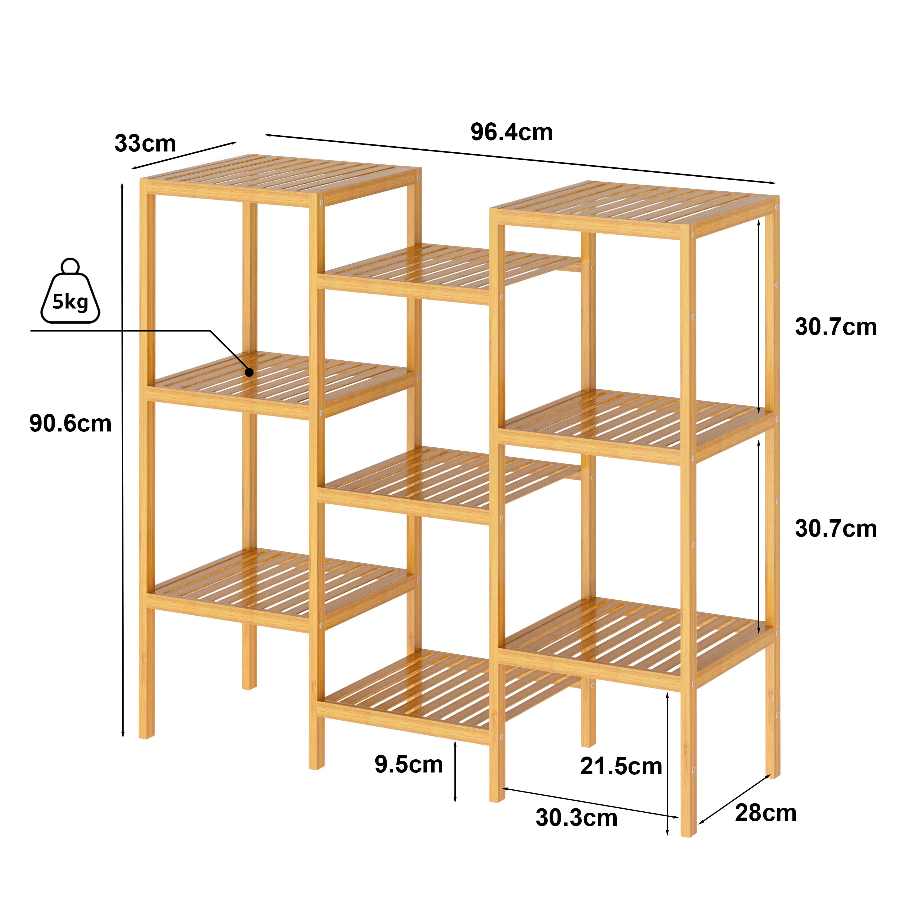 Foto 4 pulgar | Estante Multifuncional Mu:4life Ed02-diy-bbn Natural De Bambú Con Repisas Ajustables Para Baño, Cocina Y Sala