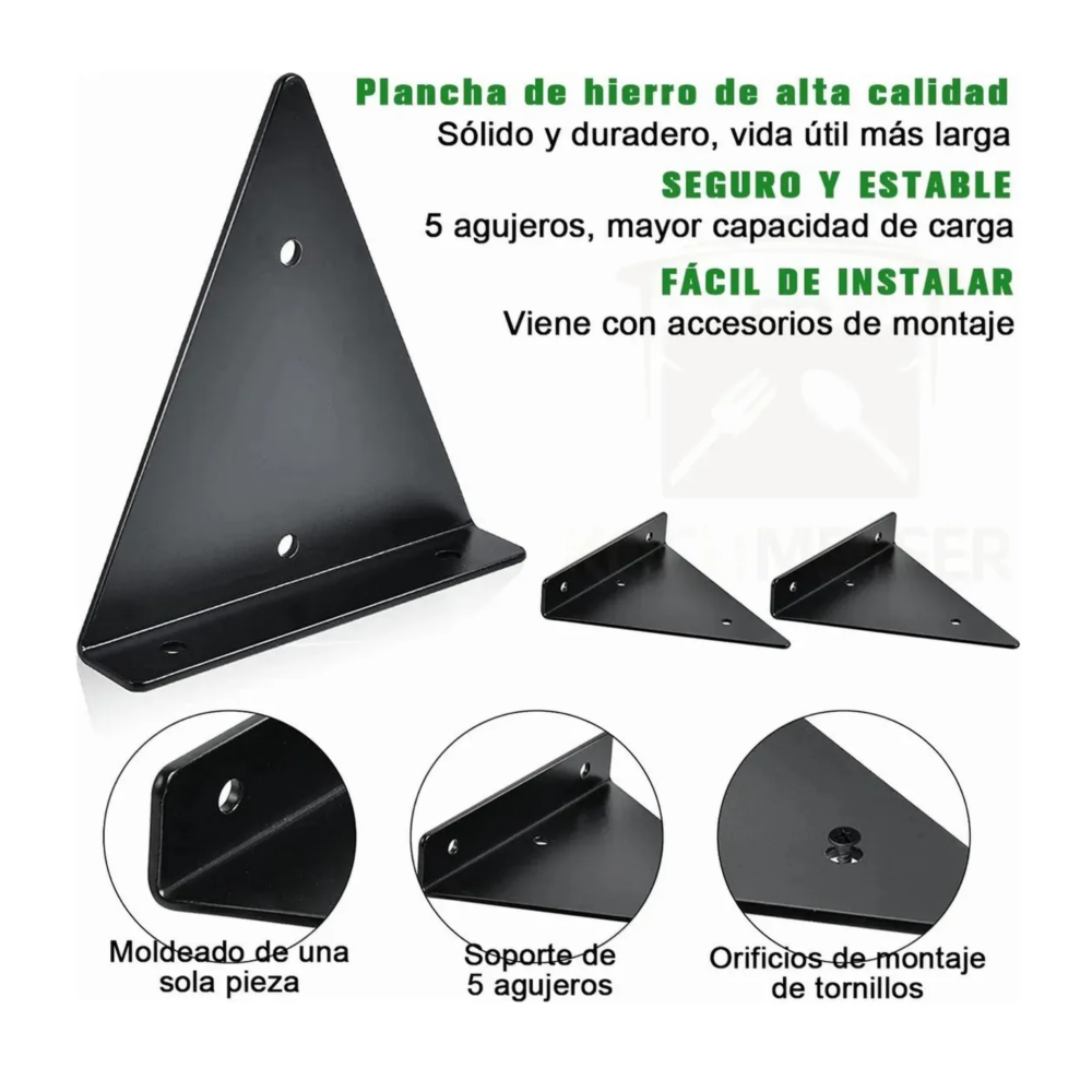Foto 3 | 6pz  Soportes Para Repisas Flotantes Belug   Negras
