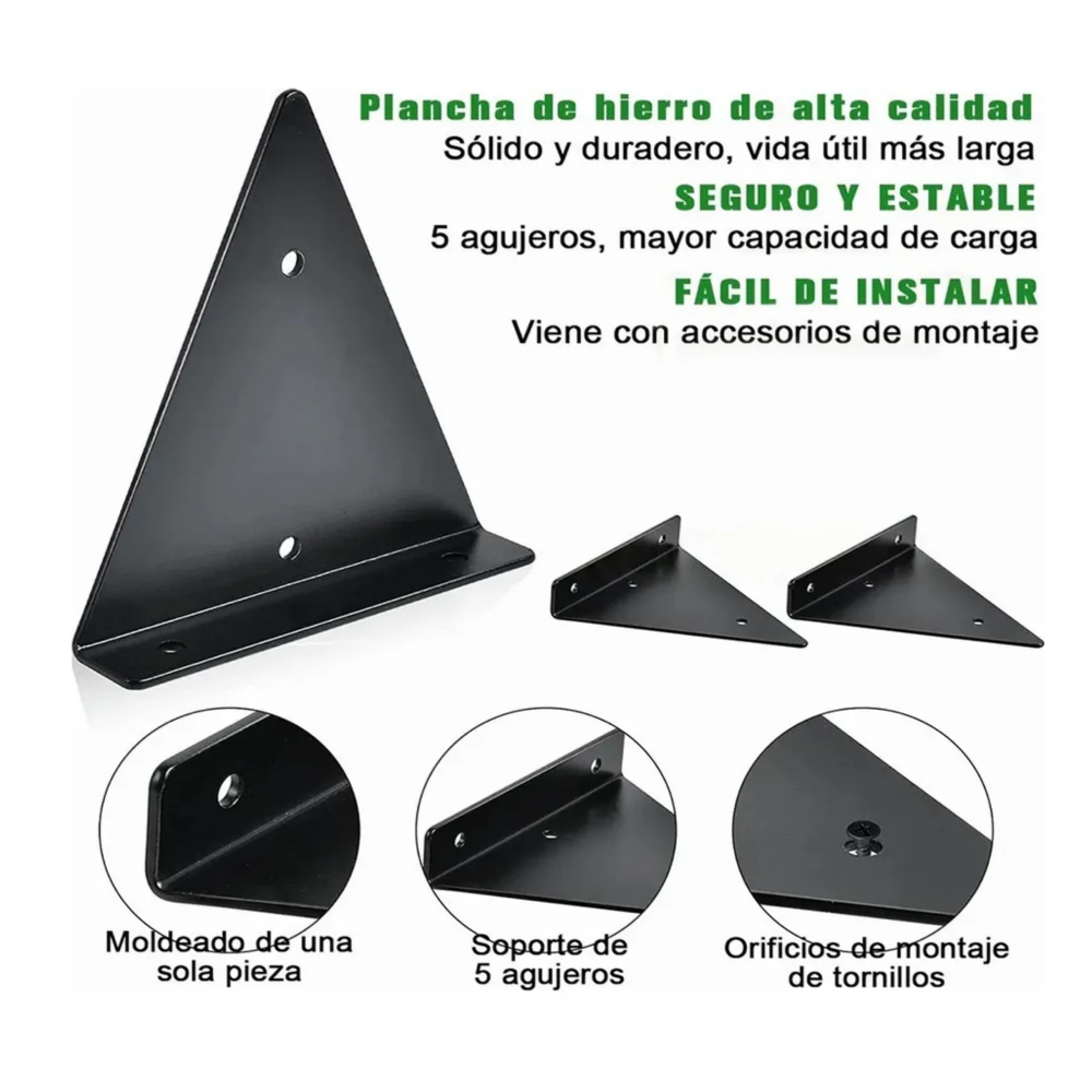 Foto 4 | 4pz  Soportes Para Repisas Flotantes Belug  Negras