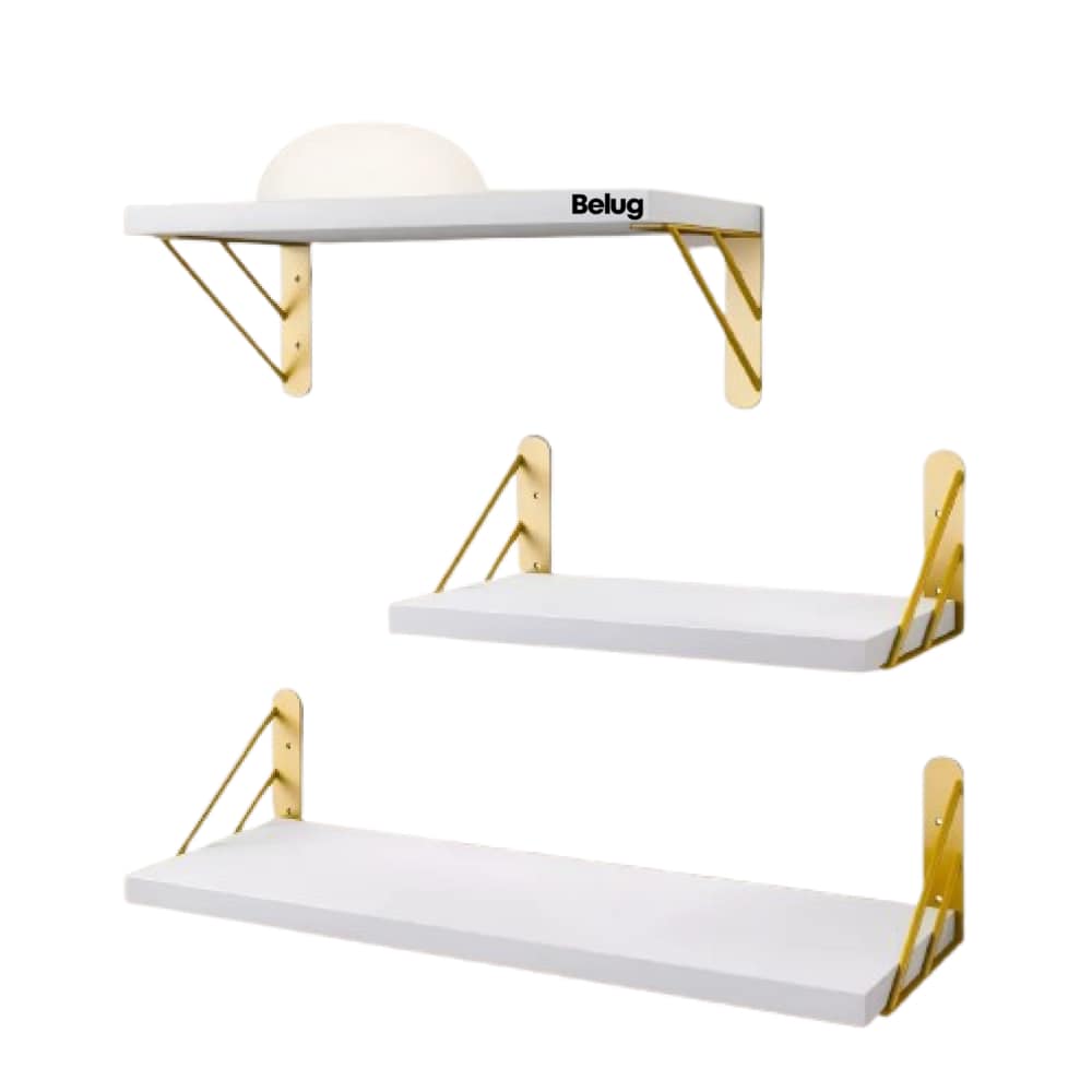 Repisas Flotantes Madera Modernas Estantes Baño 3pcs Belug. Blanco
