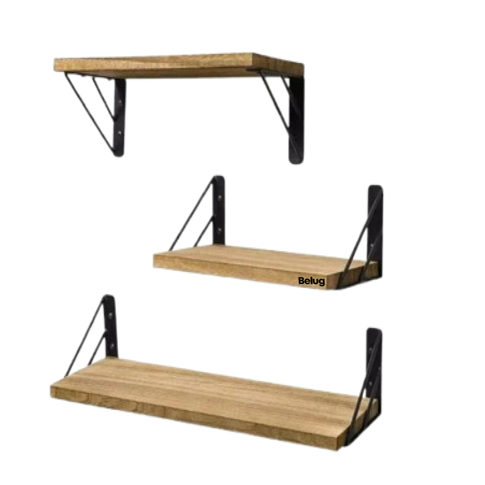 Repisas Flotantes Madera Modernas Estantes Belug  3pcs Marrón Claro