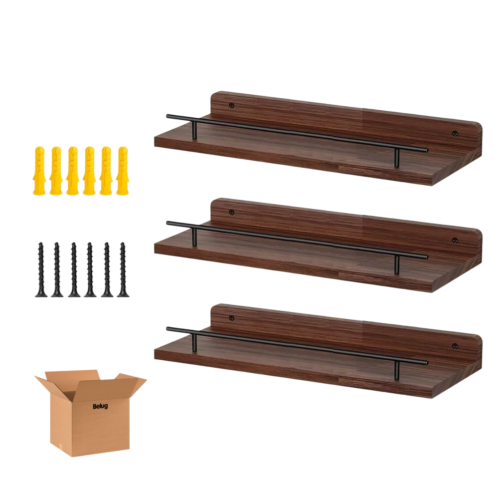 Foto 2 pulgar | Repisas Flotantes  Belug Madera Estantes 3pcs Marron Oscuro