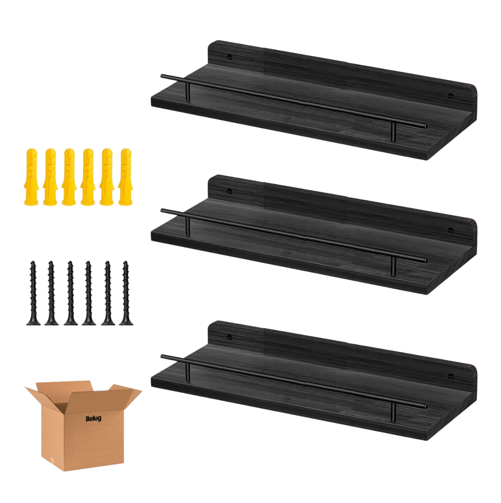 Foto 2 pulgar | Repisas Flotantes Belug  Madera Estantes 3pcs Negro